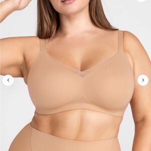 Honeylove Crossover Bra Sand Size 2X Wireless Removable Pads Adj Straps